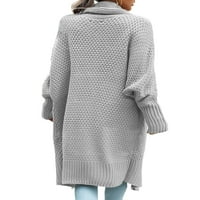 Ženska proljetna i jesenska modna čvrsta boja debela boja Dugi džemper kaput
