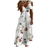 Ljetne haljine za žene omotana haljina za svestrani stil Ženski modni ljetni print V-izrez s ramena kratki rukavi