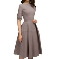 Ljetne haljine ženske casual kratke rukave Vintage radne uredske haljine A kroja dužine koljena za žene