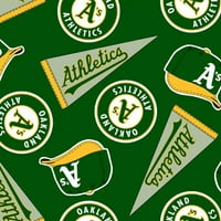 Oakland Athletics 58 poliesterska runa Sportska tkanina za šivanje i zanatska tkanina uz dvorište, zeleno,