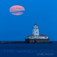 Chicago, Illinois, vjetroviti grad, svjetionik i mjesec