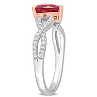 Miabella Women's 1- Carat T.G.W. Srčani CN Ruby i Carat T.W. Okrugli dijamantni dvobojni zlatni prsten od 14KT