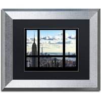 Zaštitni znak likovna umjetnost Pogled na prozor Manhattan Canvas Art by Philippe Hugonnard, Black Matte, Silver