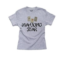 Mahjong zvijezda - s posebnim kineskim pločicama, pamučna Omladinska siva majica za dječake