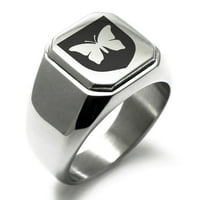 Nehrđajući čelik leptir bez duha Spirit Shield Ugraviran kvadratni ravni gornji biciklistički stil polirani prsten