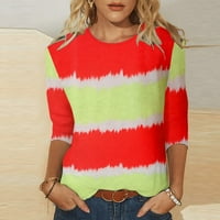 Ženska tiskana majica rukava srednje duljine bluze okrugli vratni vrhovi maturalna bluza retro pulover Business