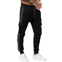 Mnogo džepova hlače muške hiphop hlače zališene čvrste boje ravna noga čipkaste hlače za vježbanje sive m
