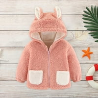_ / plišani zimski gusti izolirani kaput u boji za dječake i djevojčice sa slatkim medvjeđim ušima, ružičasta