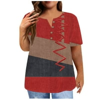 Ženski ljetni topovi modna majica kratkih rukava s okruglim vratom Plus veličina Plus ležerni vrhovi s geometrijskim