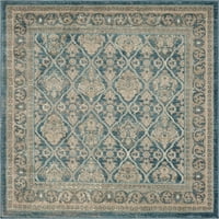 Jedinstveni Vintage tepisi s cvjetnim uzorkom u tamnoplavoj i sivoj boji, kvadrat 4' 4'