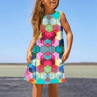 Ljetna trendovska dnevna haljina s digitalnim printom dječja haljina princeza s naramenicama Plava 110