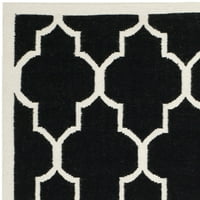 Geometrijski tepih od marokanske vune, Crna slonovača, Okrugli 6' 6'