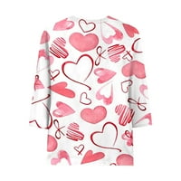 Huachen Ženska modna modna casual tri četvrtine rukava Valentinovo s okruglim vratom pulover Top bluza, lubenica