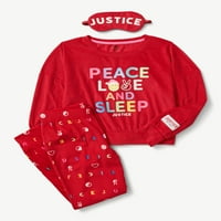 Justice Girls odmor na dugim rukavima i jogger set s eyemask, dvodijelni set pidžame, veličine 5-18