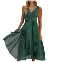 Ženska haljina šifon Elegantna čipkasta patchwork haljina Izrezana haljina bez ruka