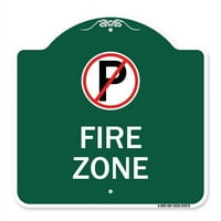 Signmission A-DES-GW-1818- IN. Sign dizajnerske serije-Zona vatre bez simbola parkiranja, zelena i bijela