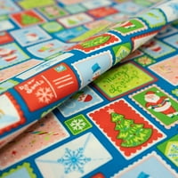 Tkanine - pamučna print Yard Precut božićna kolekcija, razglednica od Djeda Mraza