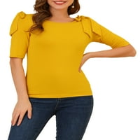 Jedinstvene ponude za žensku majicu za lakat rukava Maxi Bow bluza Stretch Pleteni vrh