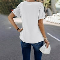 Košulje za ženeženska moda proljeće i ljeto Jednobojni ovratnik čipkasti gornji dio kratkih rukava bijeli