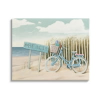 Stupell Industries Beach Cruiser Blue Bicycle Kvanite se grafičkom umjetničkom galerijom zamotana platna za tisak