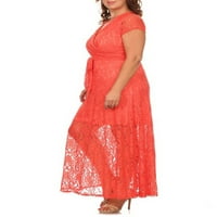 Ženska Maksi haljina veličine plus veličine s čipkastim omotom i vezicama u struku