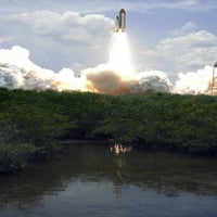 Svemirski šatl Atlantis lansira se s lansirne rampe tiskanje plakata