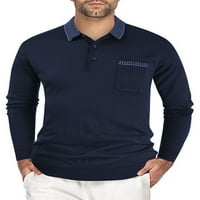 Muška Bluza, Polo majica dugih rukava, vrhovi s reverima, radni pulover, sportska majica, crvena, crvena