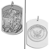 PicturesOnGold.com vjerska medalja s dvostranom mornaričkom značkom Svetog Mihovila-14k čvrsto bijelo zlato