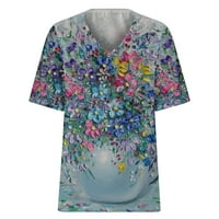 Ženske majice s izrezom u obliku slova u, Ležerne majice plus veličine sa slikovitim cvjetnim printom, rasprodaja