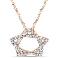 Miabella Carat T.W. Diamond 14KT Rose Gold Star of Davidov privjesak, 17