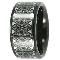 Muški Keltski križni prsten od crnog volframa-muški prsten