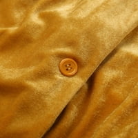 Ženski dugi zlatni baršunasti kardigan s otvorenim prednjim dijelom, Vintage gornja odjeća
