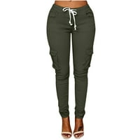 Ženske hlače Plus size, modne ženske hlače Plus size, Ležerne jednobojne hlače s elastičnim pojasom i džepom,