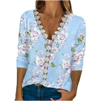 Ženska bluza, Plus Size majice za žene, Ženska majica s cvjetnim printom, čipkasta bluza s rukavima od tri četvrtine