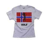 Pamučna Omladinska siva majica s siluetom Norveške olimpijske zastave za golf za dječake