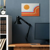 Stupell Industries Sažetak sunca preko prugastih linija plavo narančasto platno zidni umjetnički dizajn Daphne