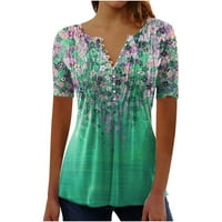 Plus veličine cvjetni tiskani tunični vrhovi za žene O-Neck naplaćeni majica s kratkim rukavima zima ležerna bluza