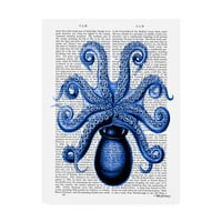 Likovna umjetnost s potpisom Vintage Blue Octopus 1, pogrešna strana na platnu Iz e-maila