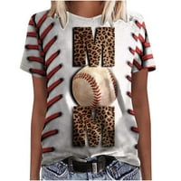 Modne majice za tunike za žene, majice s printom bejzbolske mame, majice s okruglim vratom, tanka lepršava udobna