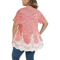 Zodggu ženke plus majice majice peplum vrhovi prodaja kontrastna boja čipkaste košulje ljetni šoking vrat majice
