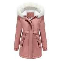 Hoksml modna jakna za žene, čišćenje ženke toplo dugi kaputa kapuljača jakna s ovratnikom vitke zimske parke nadmašuju