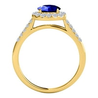 Zaručnički prsten od 1 karatnog tanzanita i dijamanta od 14 karatnog žutog zlata