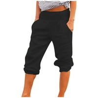 Ženske hlače a-listen Rasprodaja Set jednobojne hlače elastičnog struka do stopala široke pamučne lanene hlače