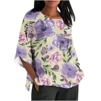 Ženske majice s cvjetnim uzorkom Plus size casual pulover s okruglim vratom bluza široka pripijena udobna majica