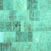 Ahgly Company Unutarnji kvadratni patchwork Tirkizno plavo prostirke prijelazne površine, 7 'Trg