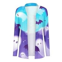 Yubatuo Halloween Cardigan za žene dugi rukavi otvoreni prednji meka rupa plus size veličine bluze