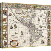 Willem Blaeu Karta Južne Amerike omotana galerijom platno