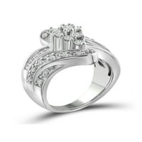 Jewelersclub 0. Sterling Silver 1. Karat bijeli dijamantni prsten za žene