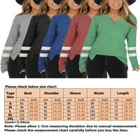 Avamo Women Fall Button bluza Basic V Neck Dugi rukav labavi labavi prugaste košulje bluza udobna mekana pulover