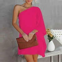 amousa žene casual moda labava solidna boja haljina za rukave od jednog ramena ljetna haljina